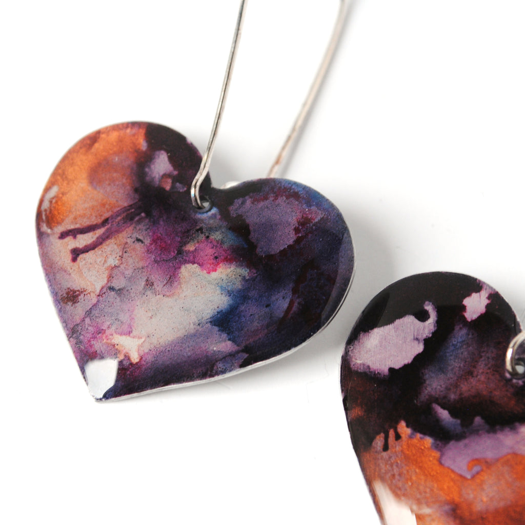 Whimsical Rosy Heart Earrings