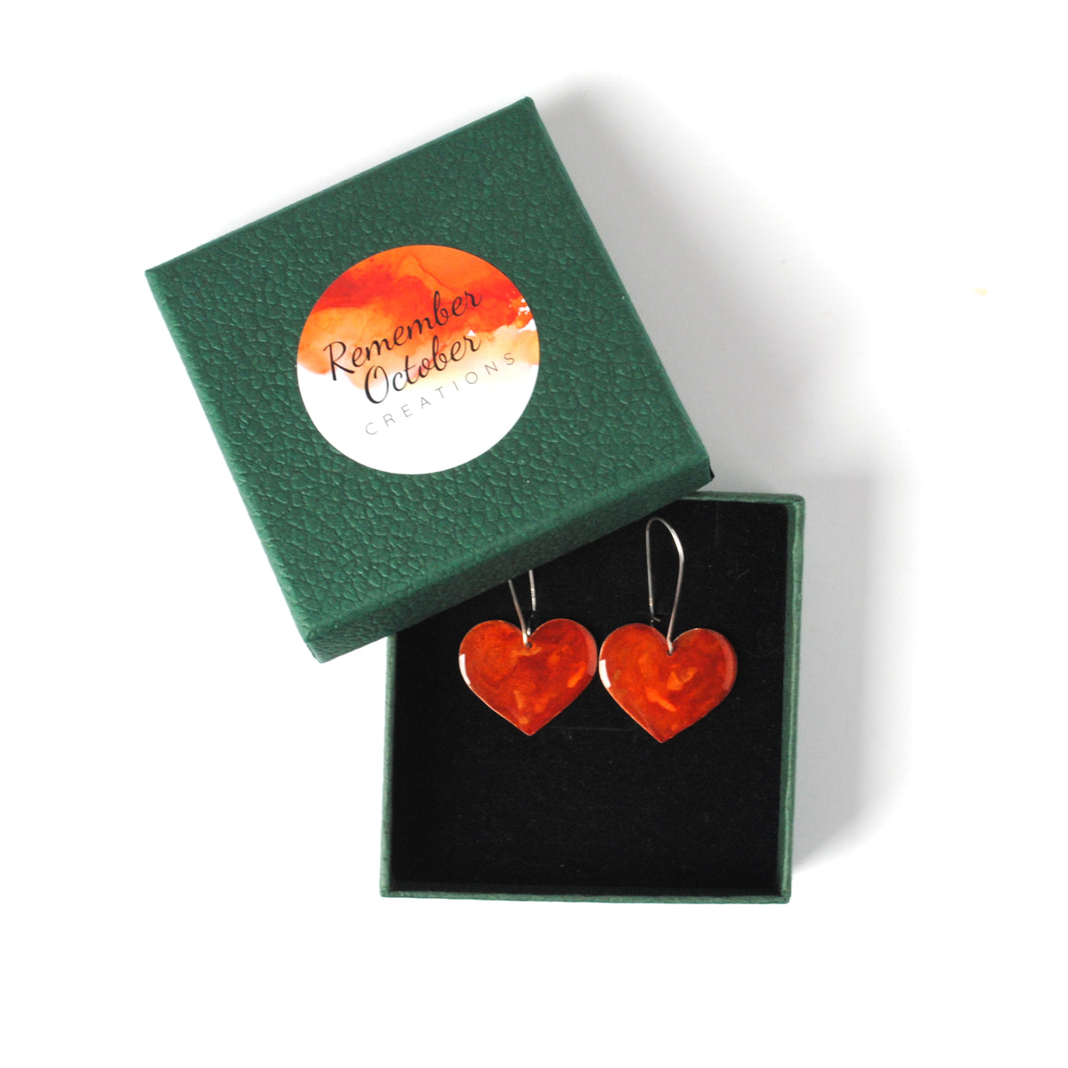 Pumpkin Spice Rosy Heart Earrings