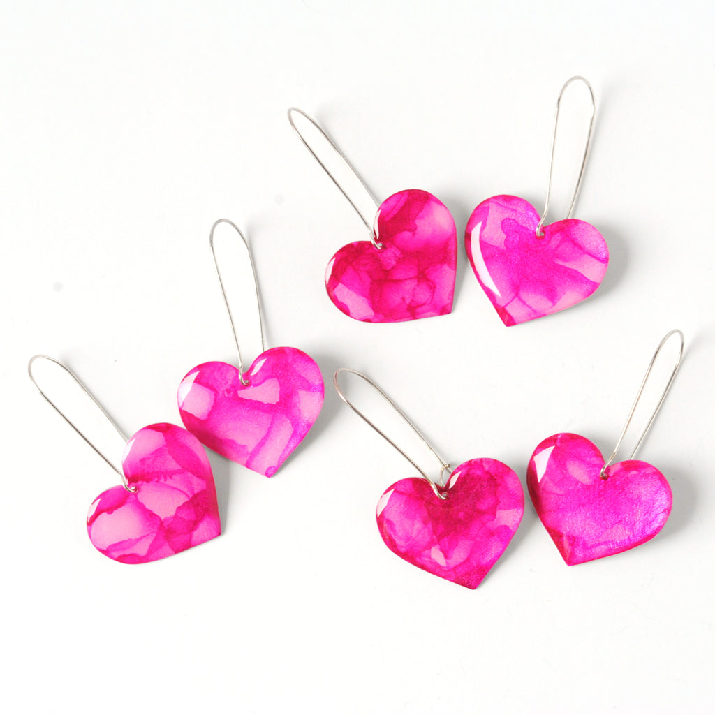 Playful in Pink Rosy Heart Earrings