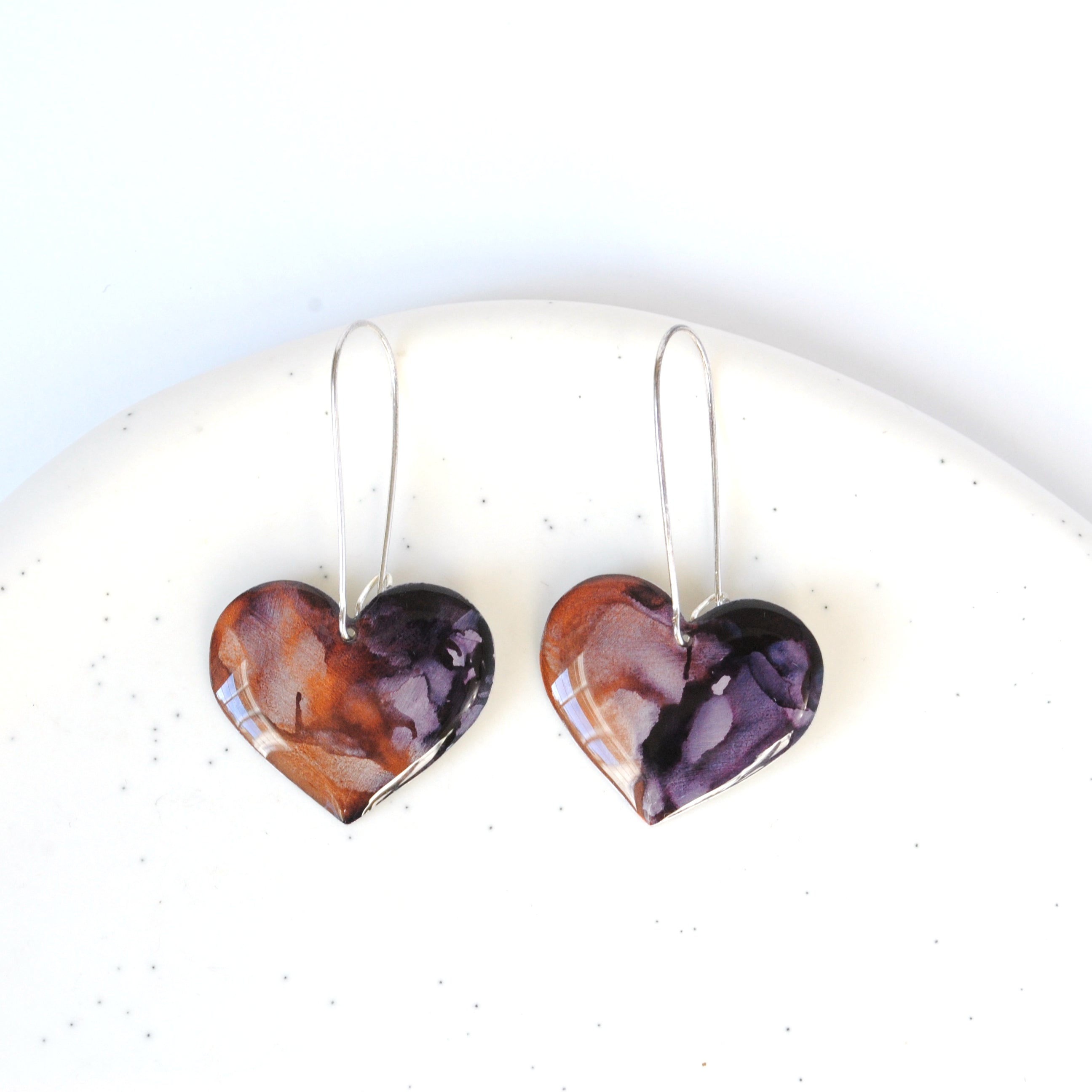Elegant Purple Rosy Heart Earrings