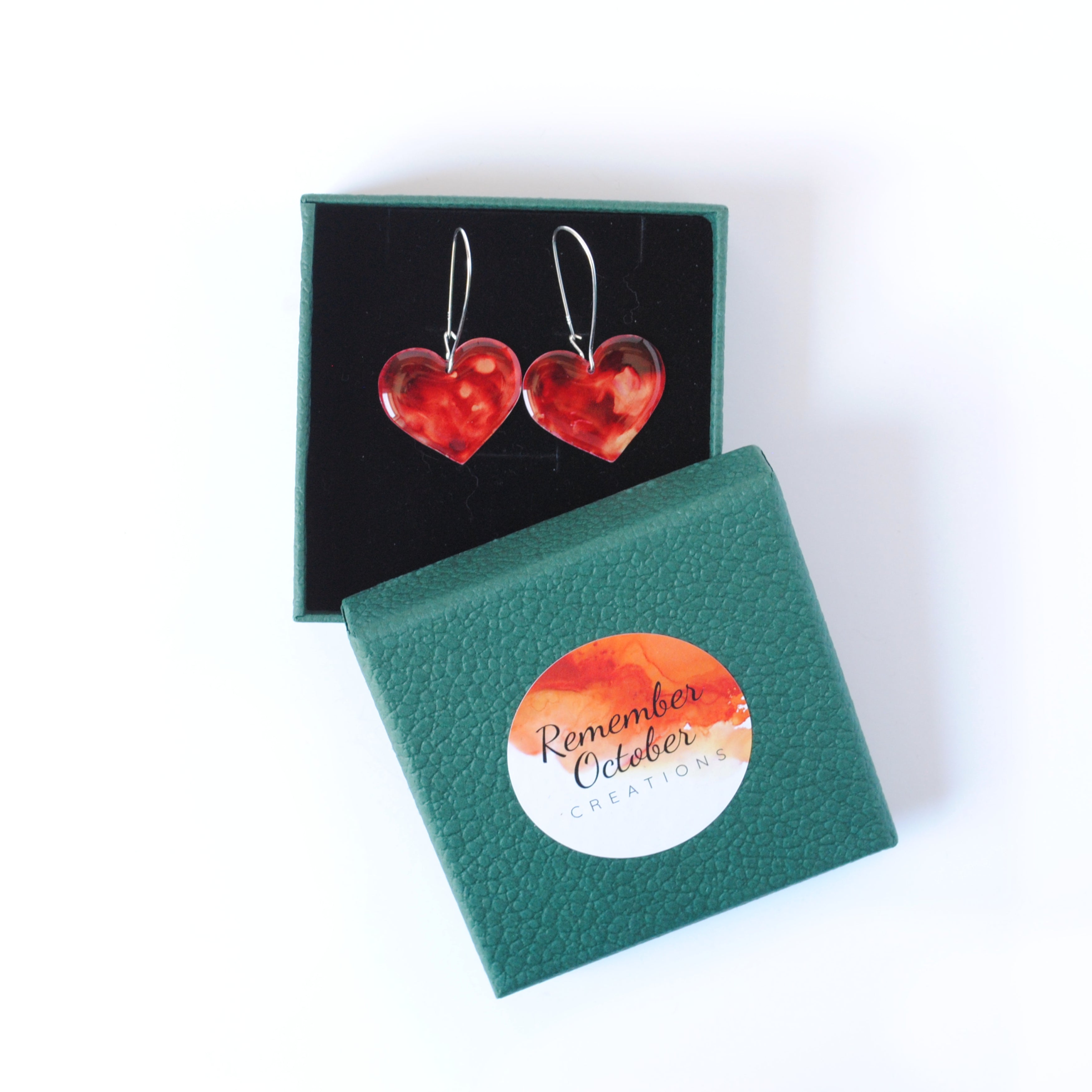 Fiery Crimson Rosy Heart Earrings