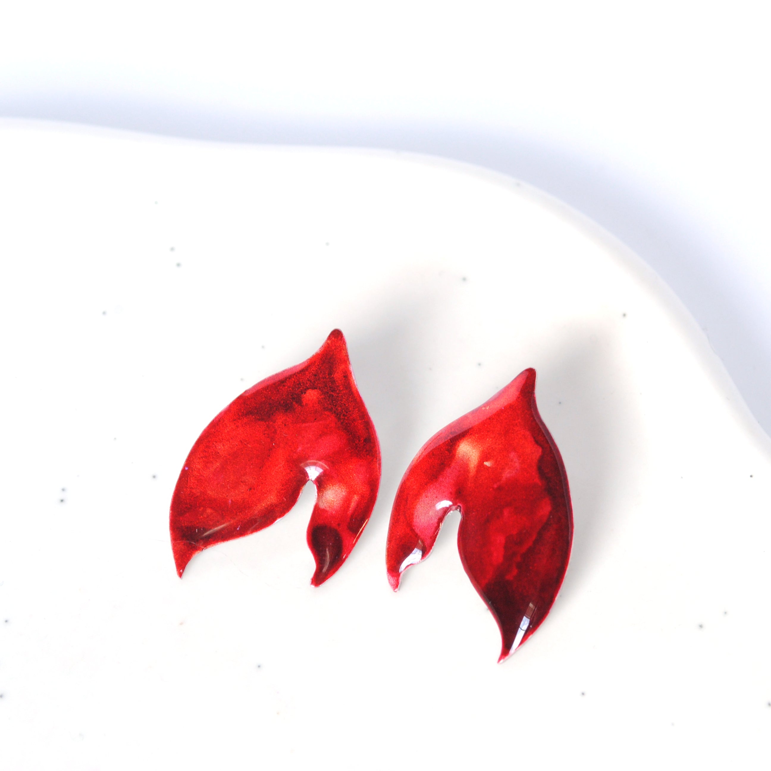 Crimson Gold Blossom Studs