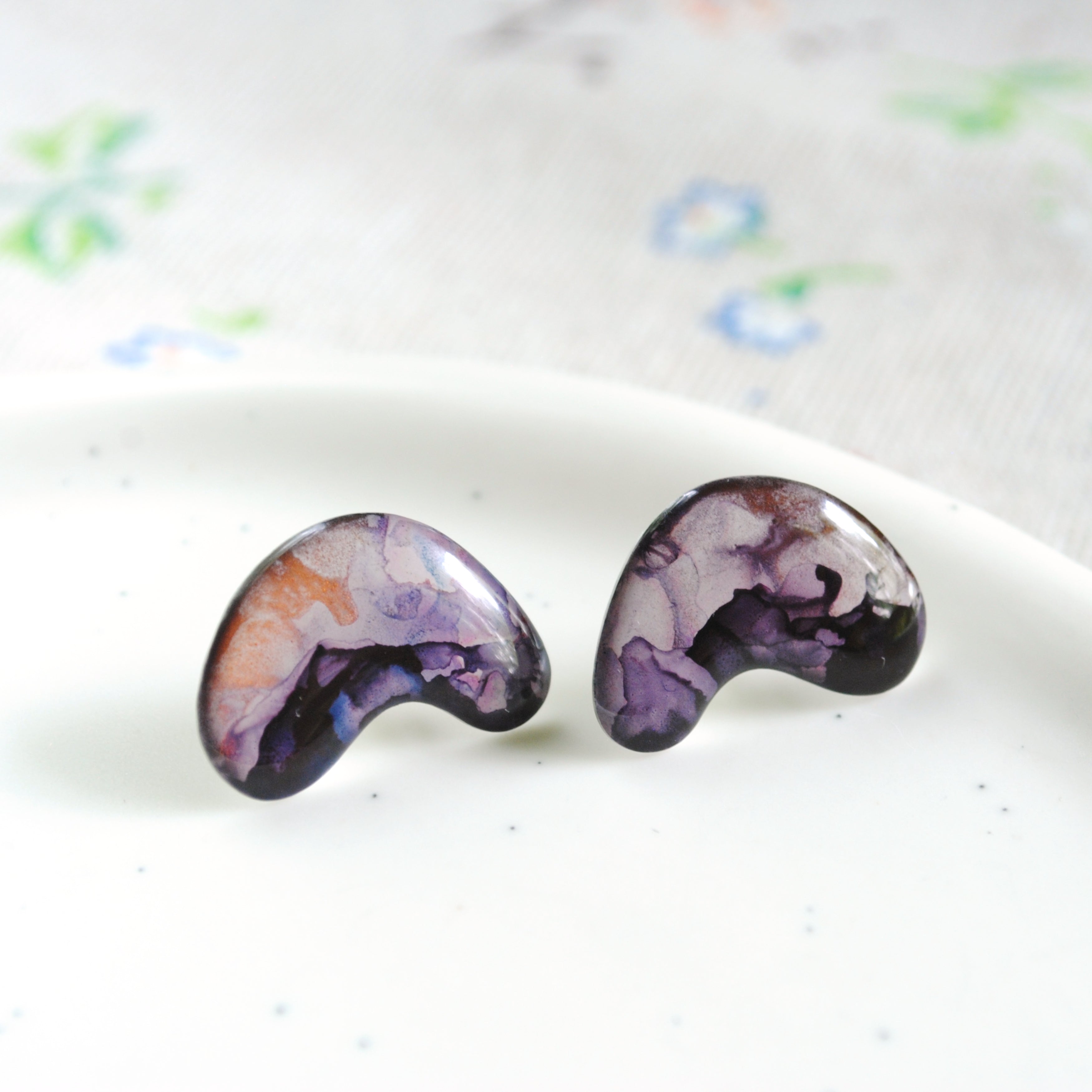 Eggplant Purple & Copper Honeysuckle Studs
