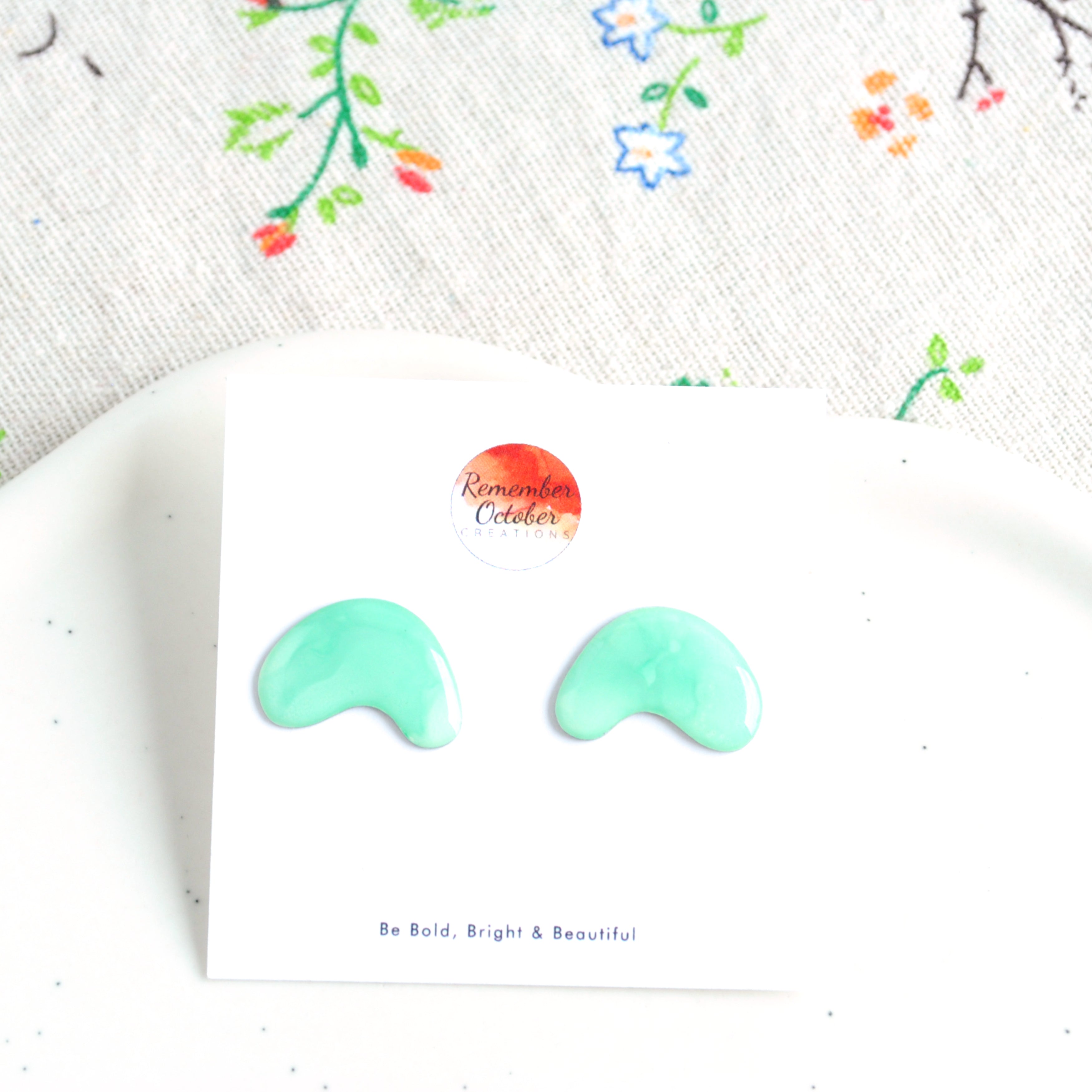 Minty Green Honeysuckle Studs