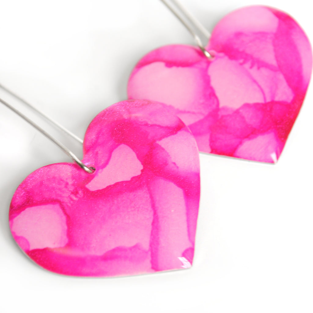 Playful in Pink Rosy Heart Earrings