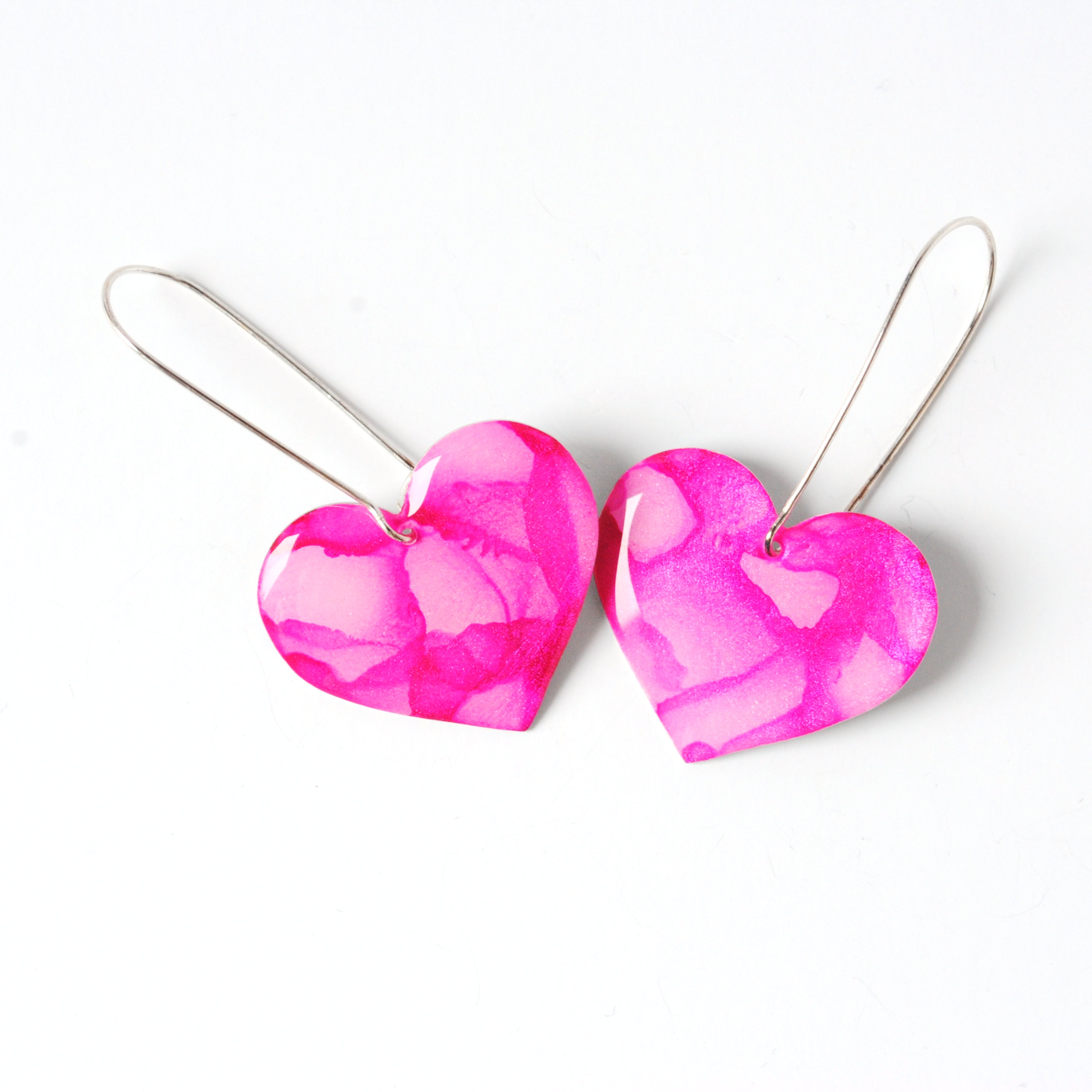 Playful in Pink Rosy Heart Earrings