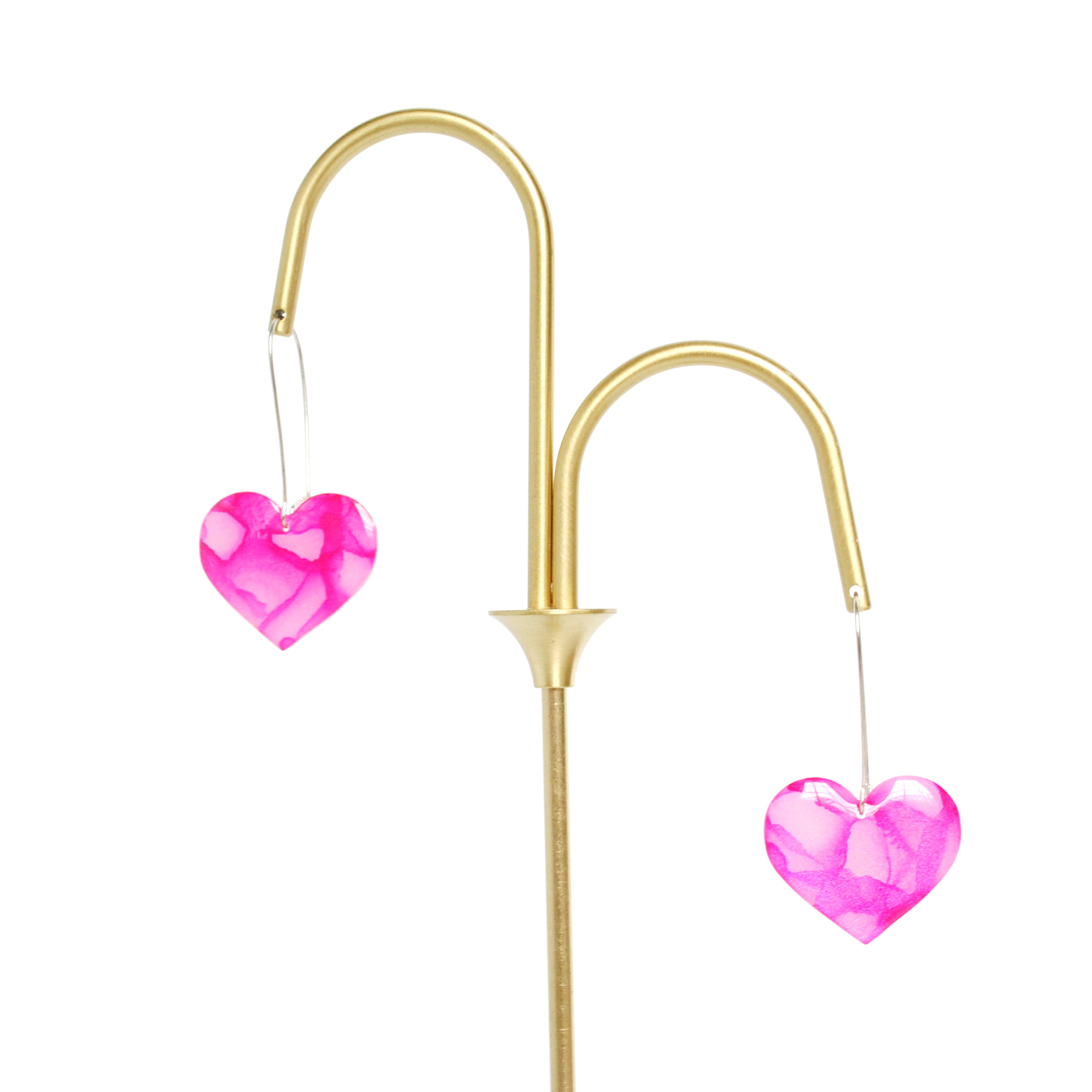 Playful in Pink Rosy Heart Earrings