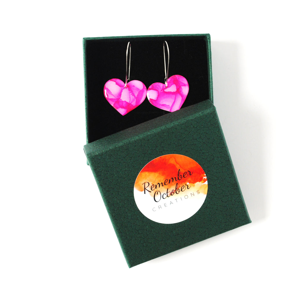 Playful in Pink Rosy Heart Earrings