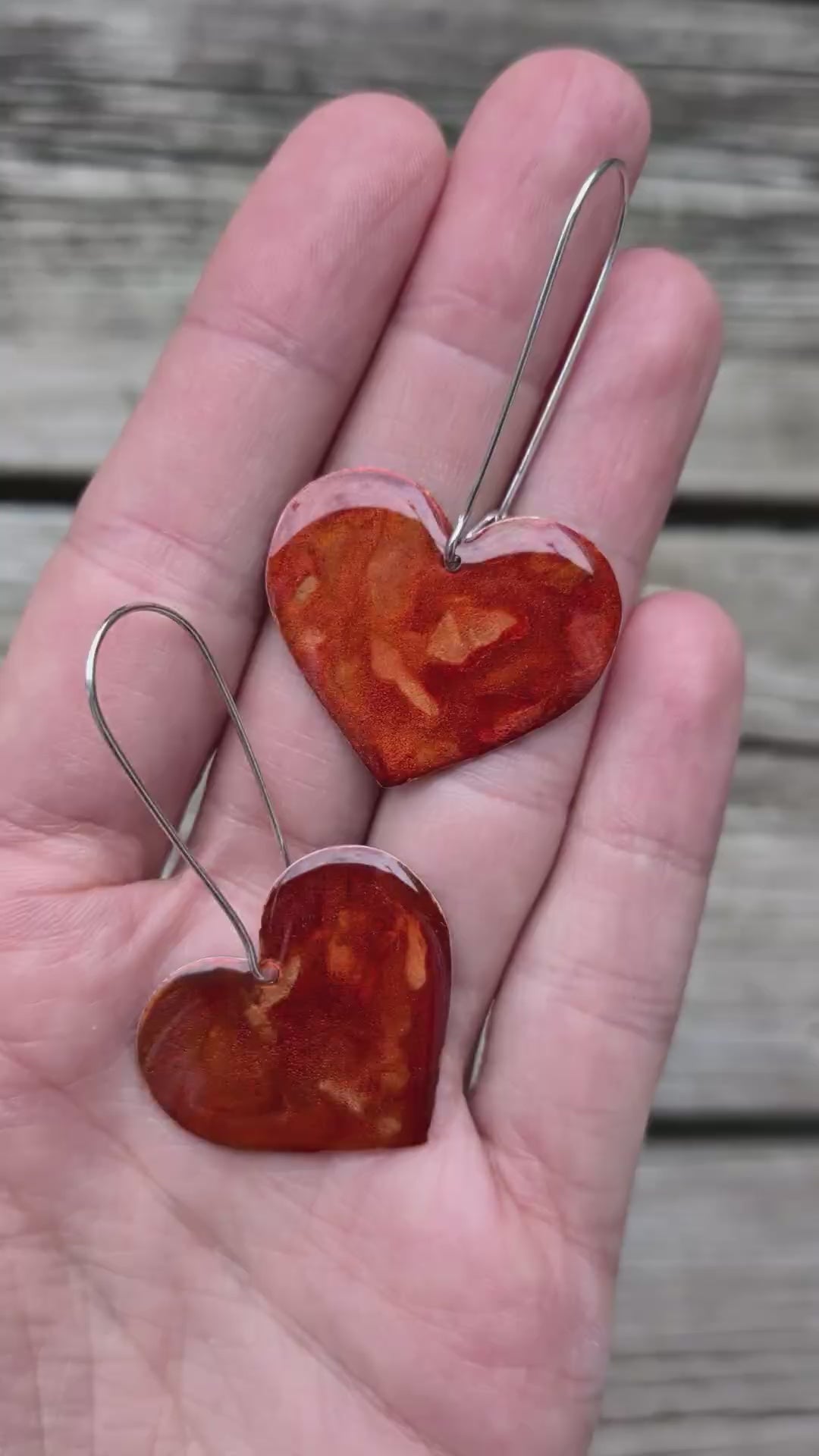 Pumpkin Spice Rosy Heart Earrings