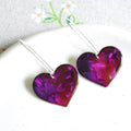 Shiny Purple Rosy Heart Earrings