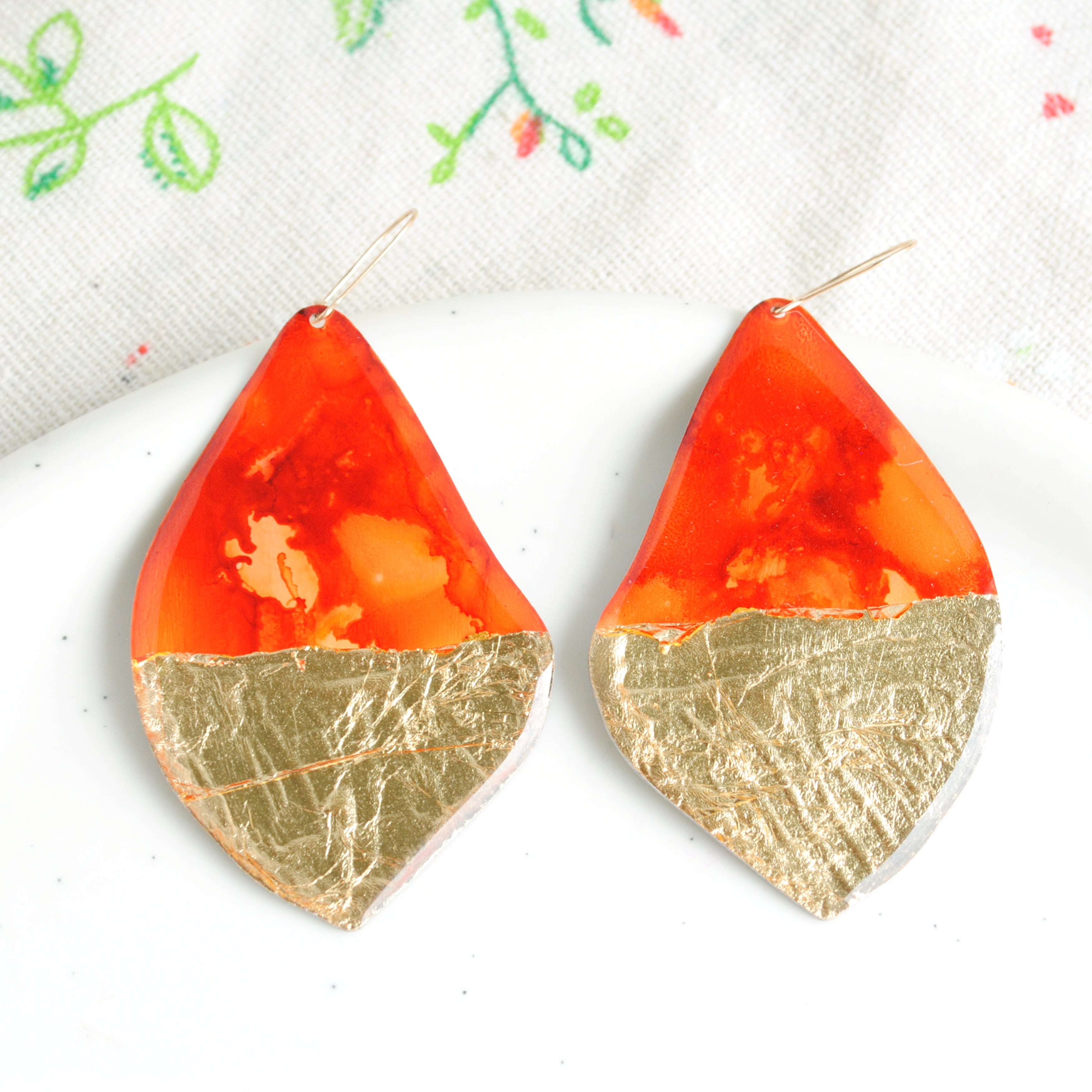 Golden Autumn Terracotta Maple Earrings