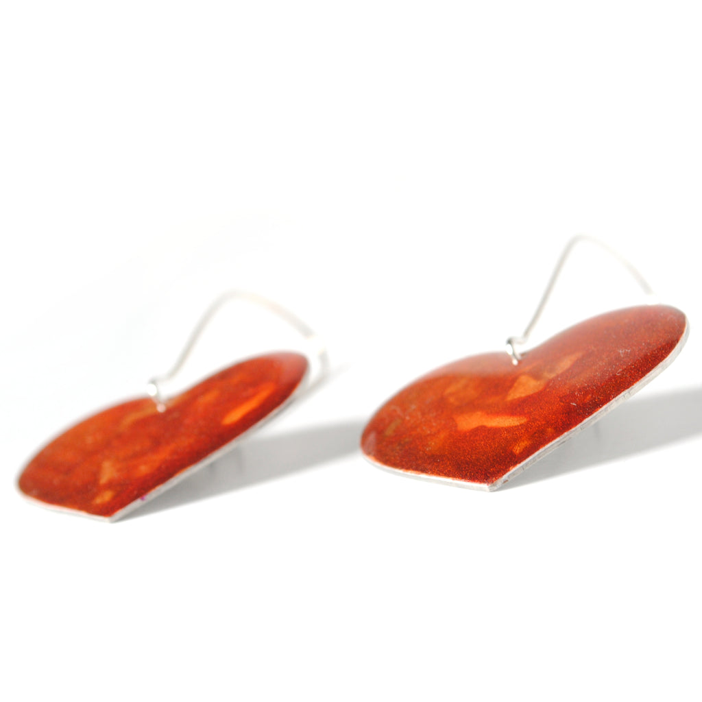 Pumpkin Spice Rosy Heart Earrings